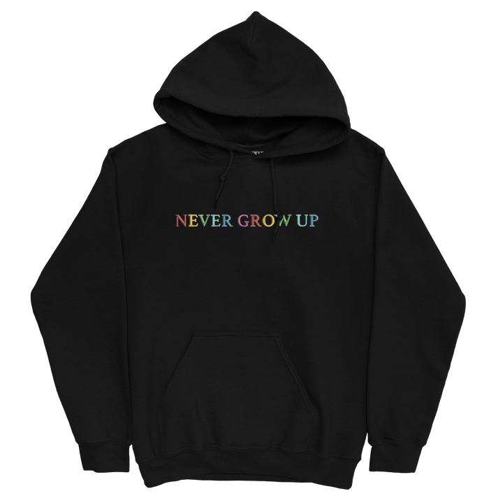 Never Grow Up Embroidered Black Hoodie – BAYLEN LEVINE